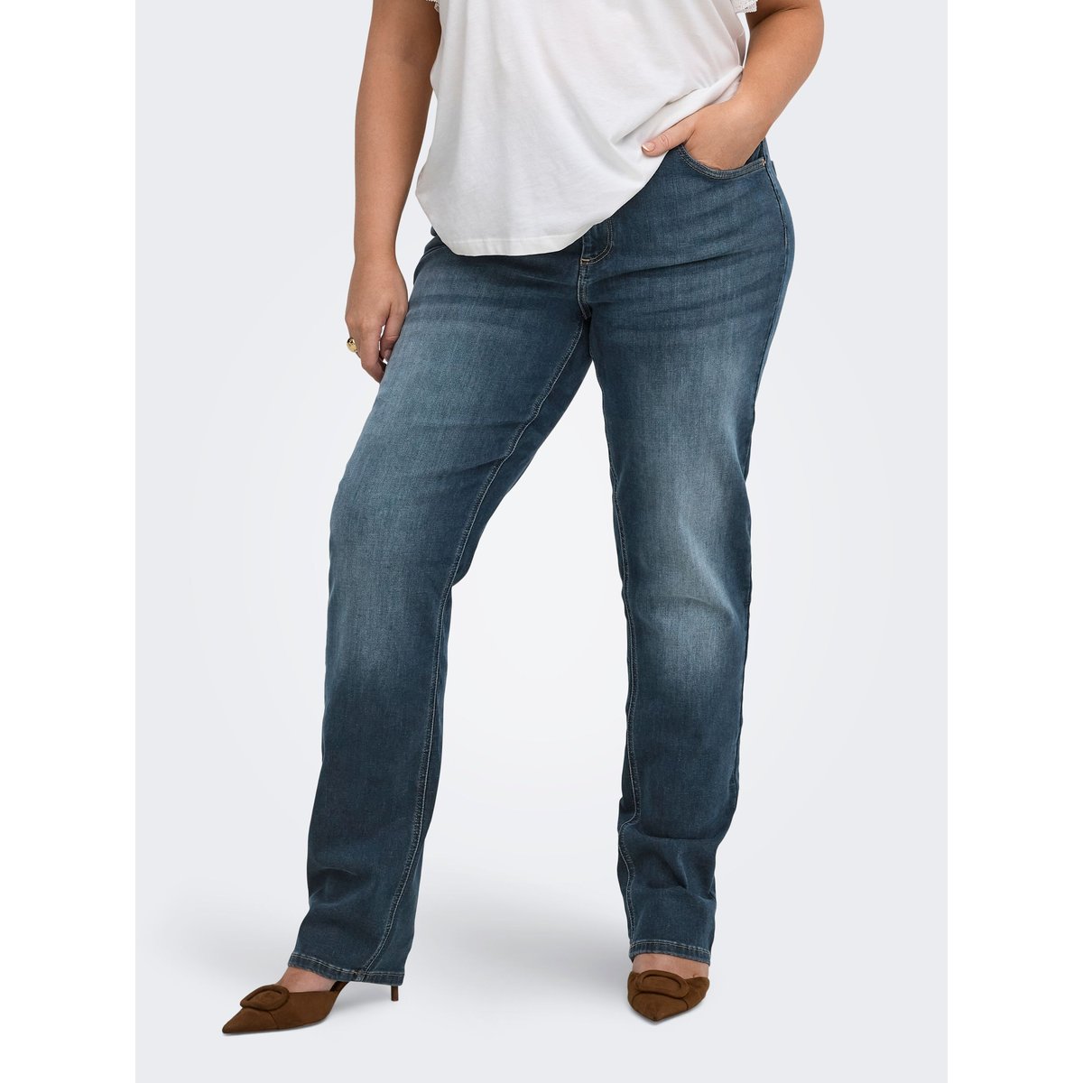 Jean Coupe Droite dark blue denim, ONLY CARMAKOMA