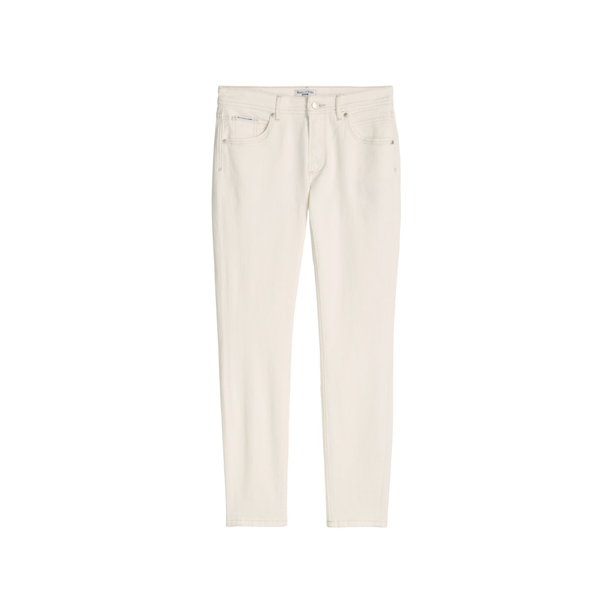 Jeans modèle Alva slim cropped en coton organique-lyocell stretch blanc, MARC O’POLO DENIM