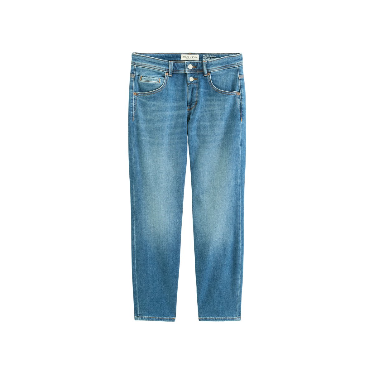 Jeans modèle Theda boyfriend en coton stretch doux bleu, MARC O'POLO