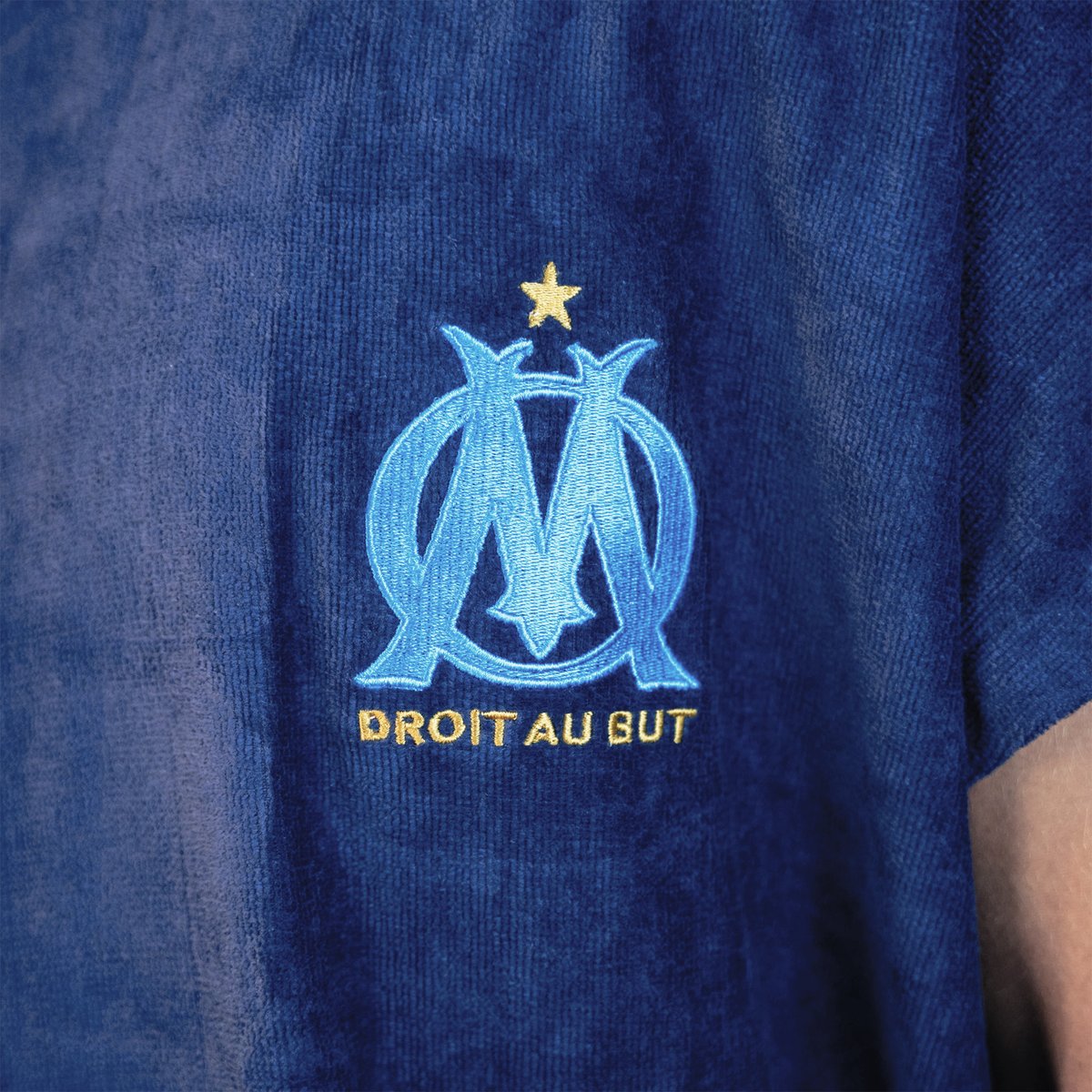 Poncho de bain Adulte 100% Coton, OM LOGO bleu marine, OLYMPIQUE DE MARSEILLE