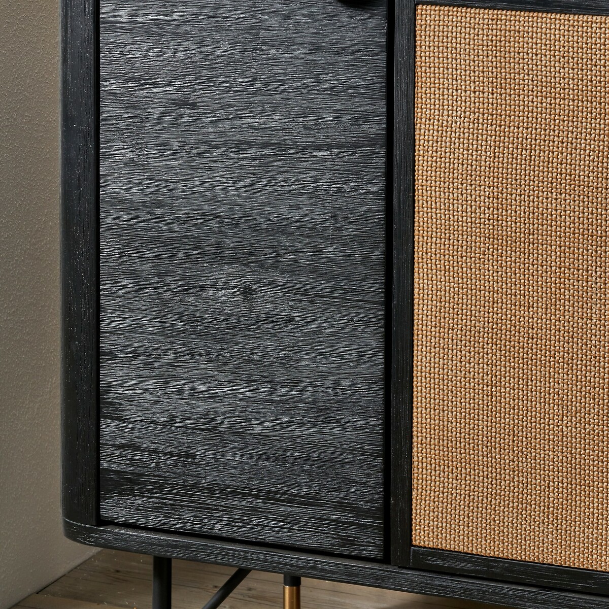 Fenix Acacia Rattan 4 Door Sideboard black/natural, ÉDITÉ
