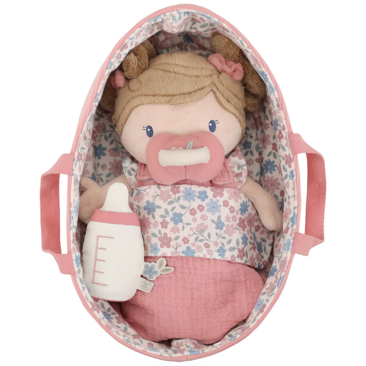 Set couffin et poupon rose, bleu, blanc, LITTLE DUTCH