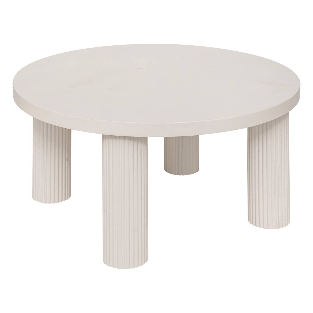 Table basse ronde piètement cannelé TELLA ivoire, ATMOSPHERA