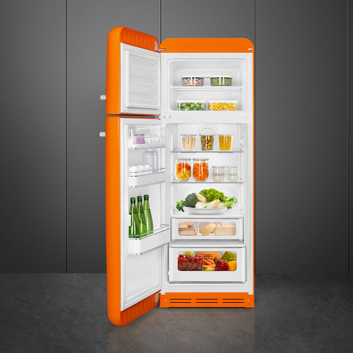 Réfrigérateur 2 portes poignée à droite FAB30 orange brillant, SMEG