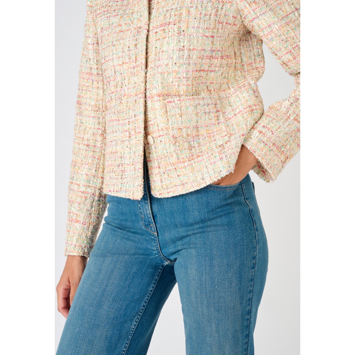 Veste effet tweed fils brillants jaune multicolore, DAMART