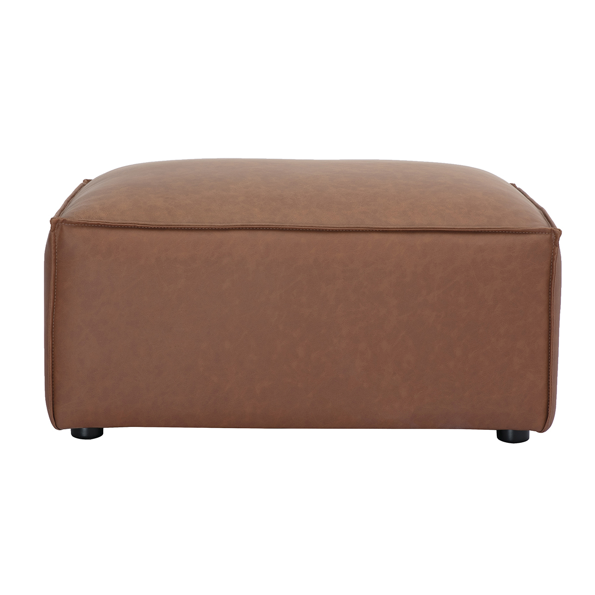 Pouf repose pieds en tissu chenille beige SPLIT marron, MILIBOO