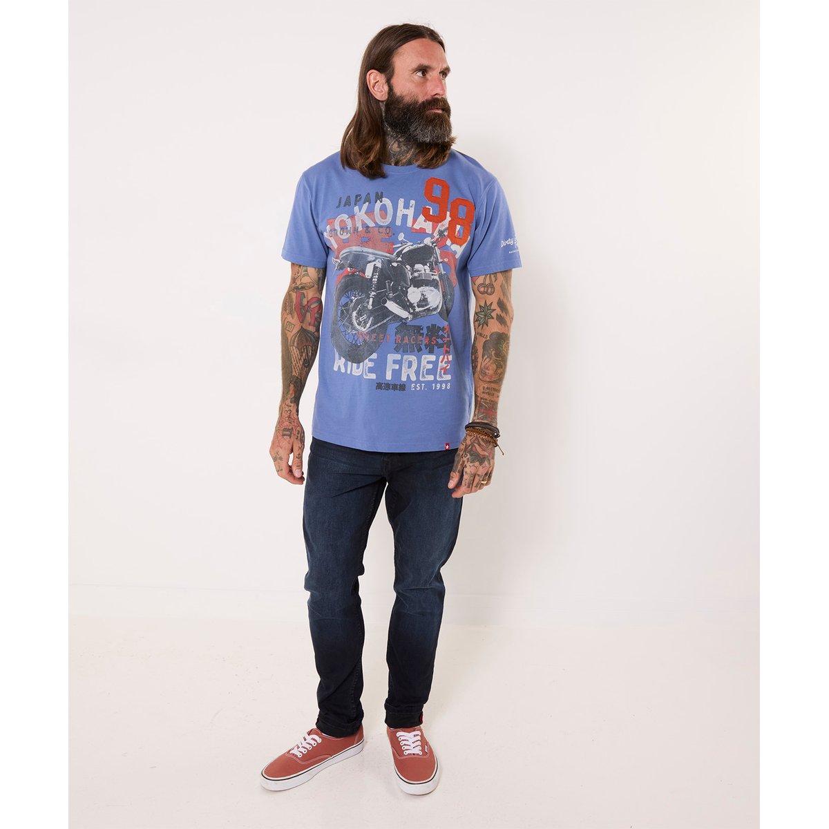T-Shirt Ride Free bleu, JOE BROWNS