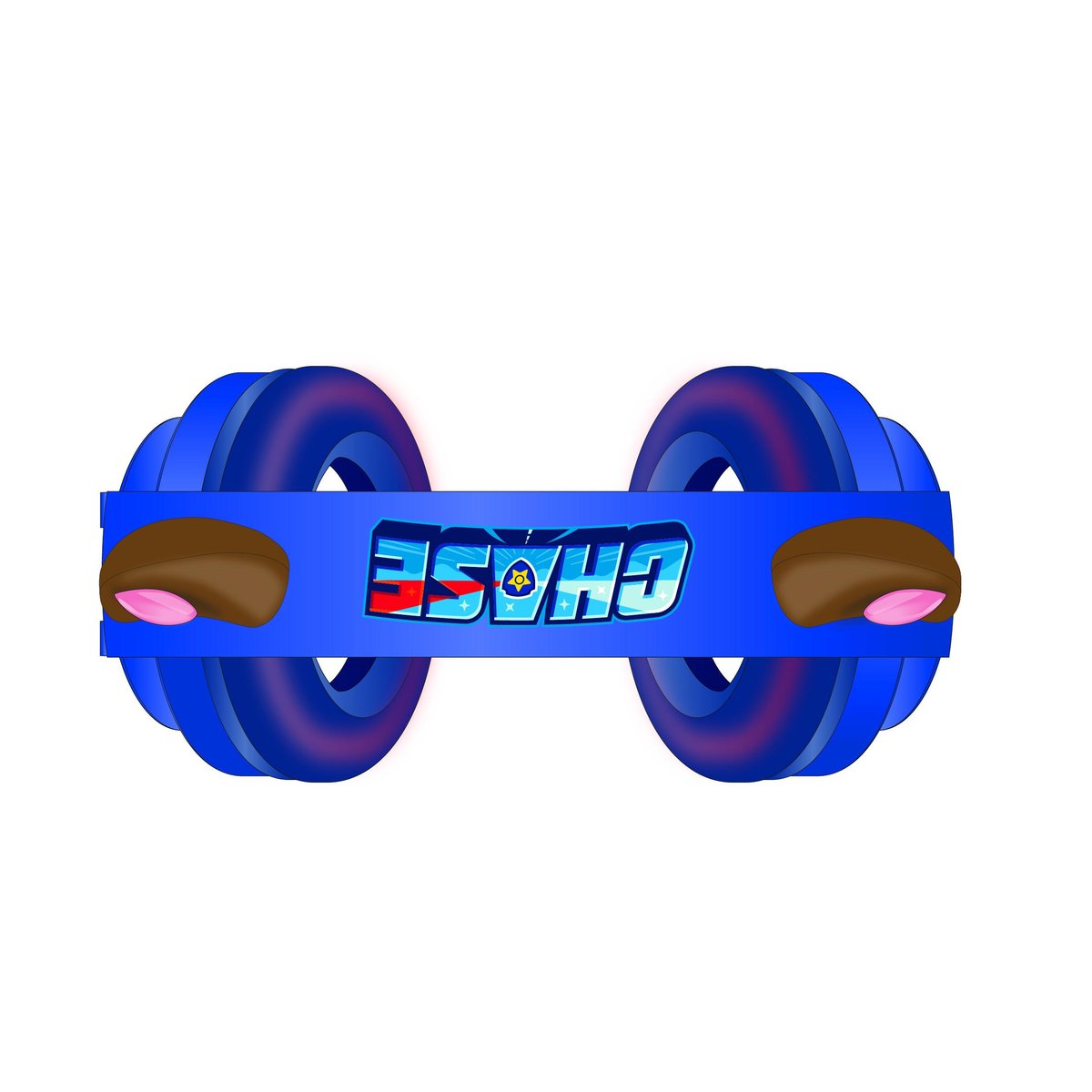 Casque lumineux pliable Bluetooth® et filaire avec un design 3D des oreilles de Chase de La Pat' Patroulle bleu, LEXIBOOK