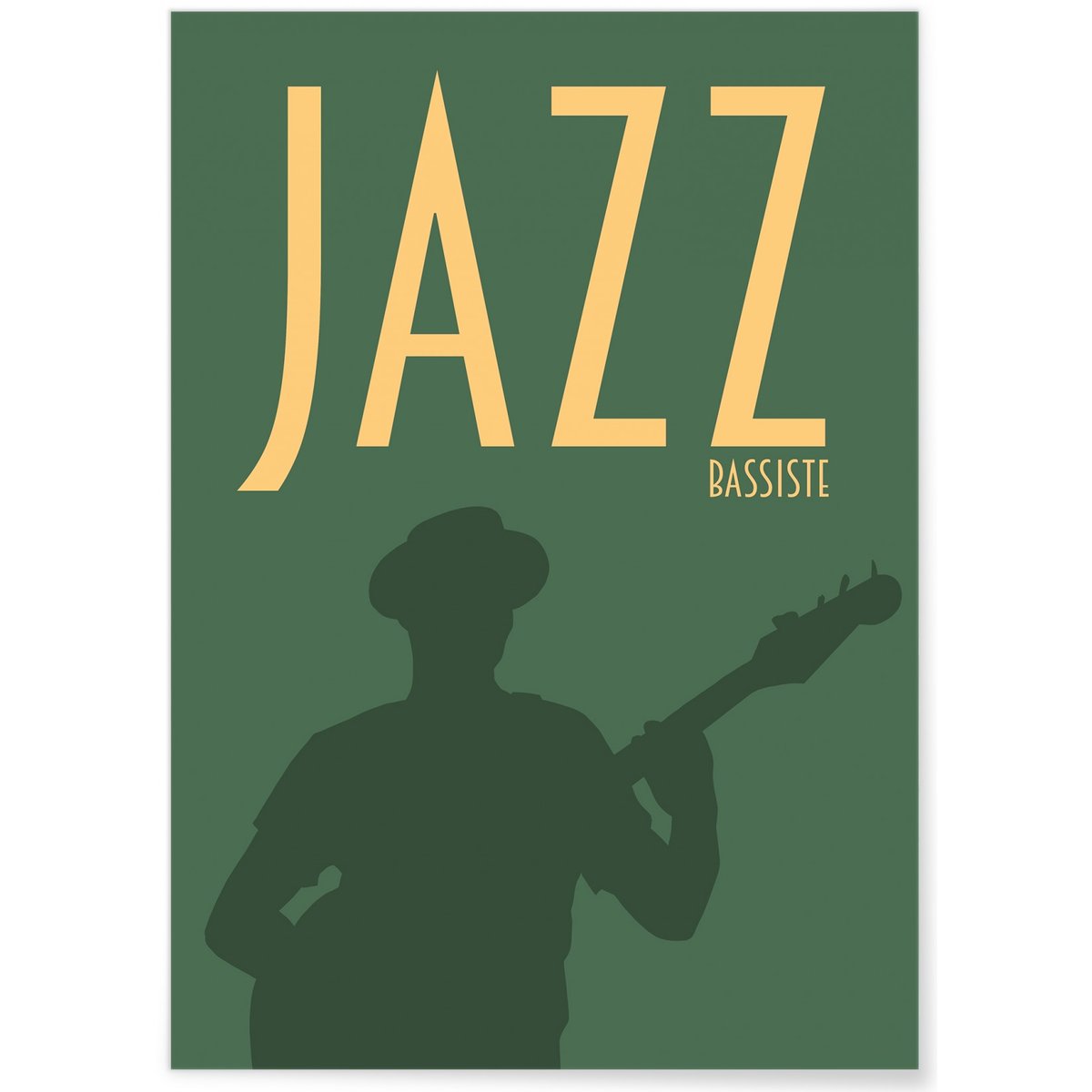 Poster Jazz Bassiste blanc, L'AFFICHERIE