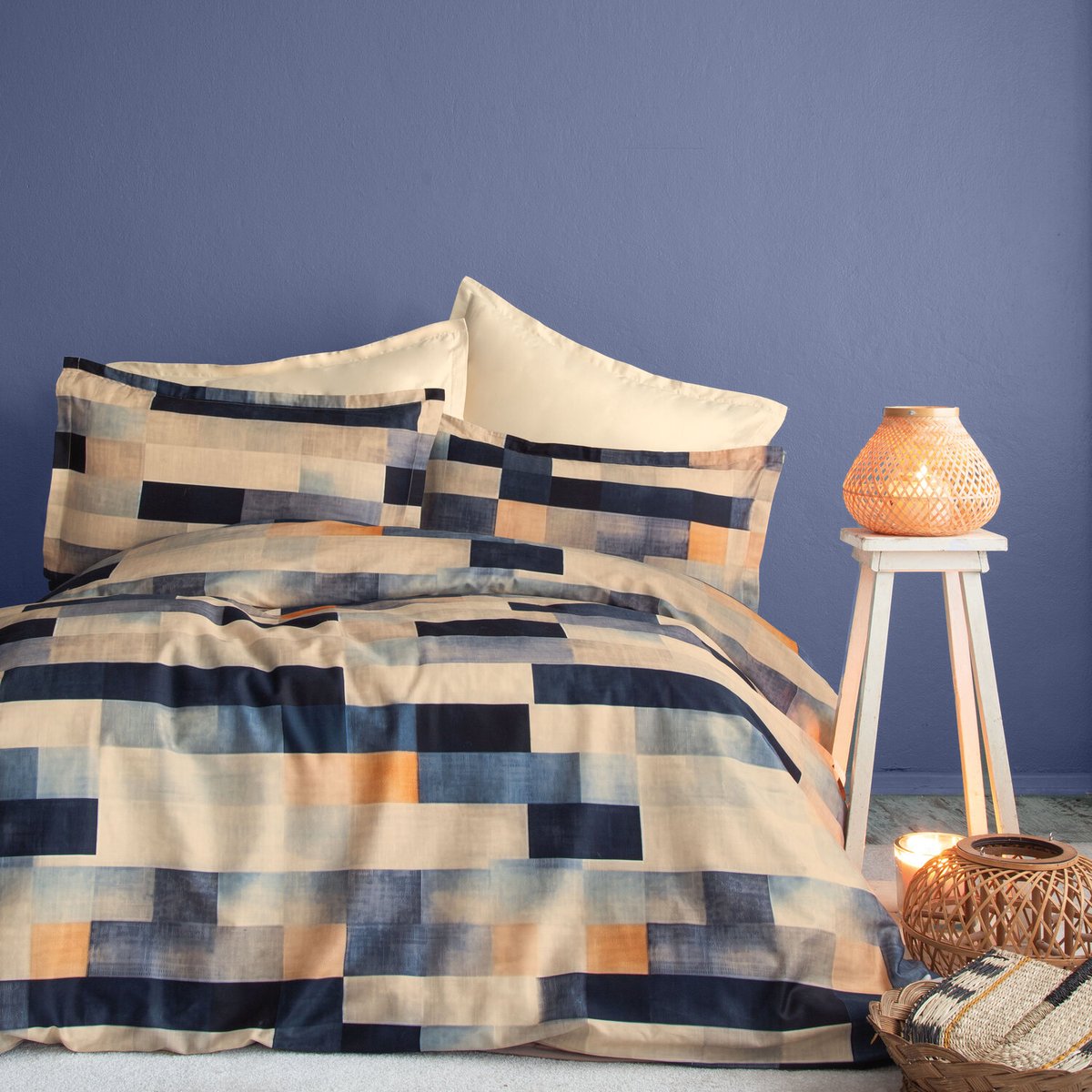 Parure housse de couette 100% satin de coton imprimé, Wang multicolore, C DESIGN HOME TEXTILE