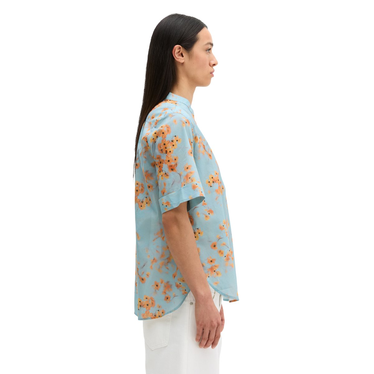 Blouse relaxed en voile de coton imprimé bleu moyen, MARC O'POLO