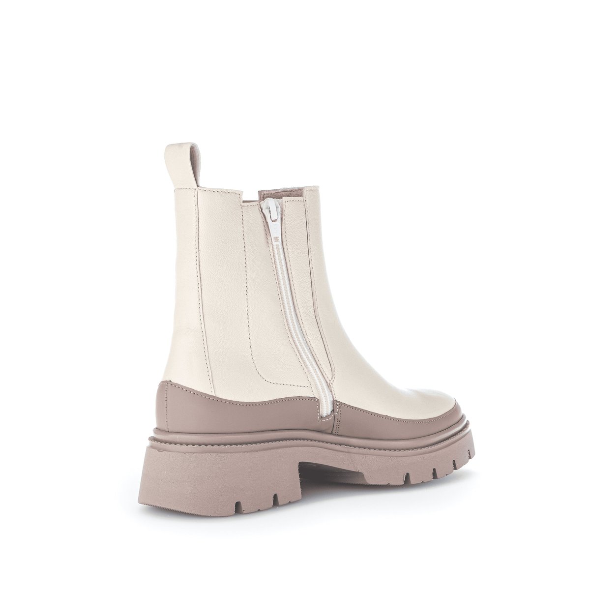Bottines en cuir lisse à talon décroché beige, GABOR