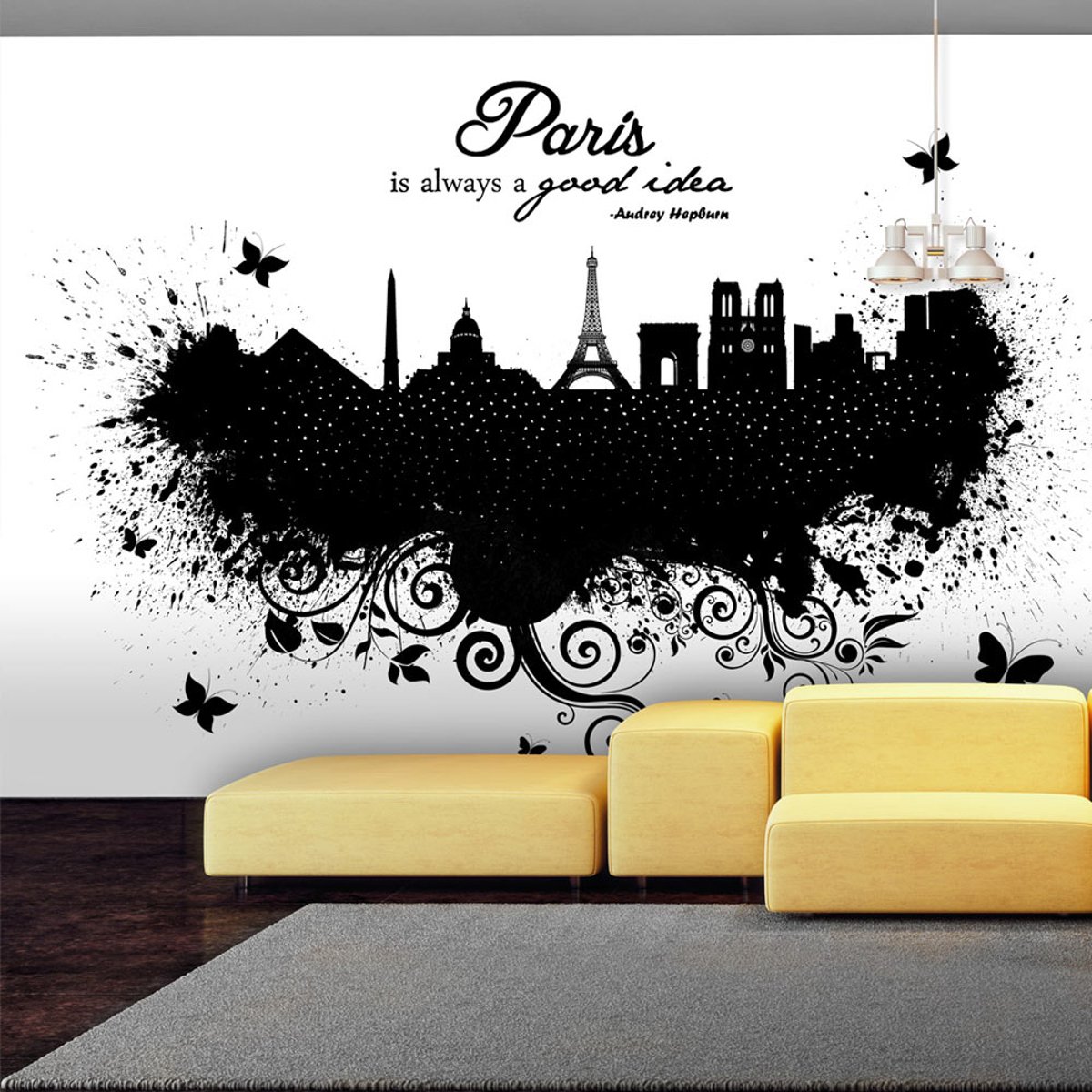 Papier peint intissé panoramique Ville et Architecture Paris is always a good idea noir, EDEN
