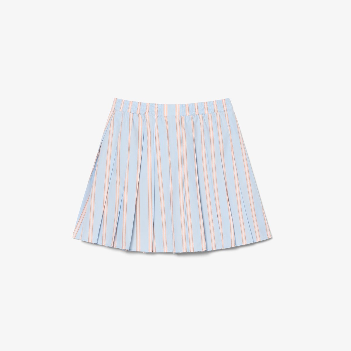 Jupe courte plissée rayée popeline bleu-48c, LACOSTE