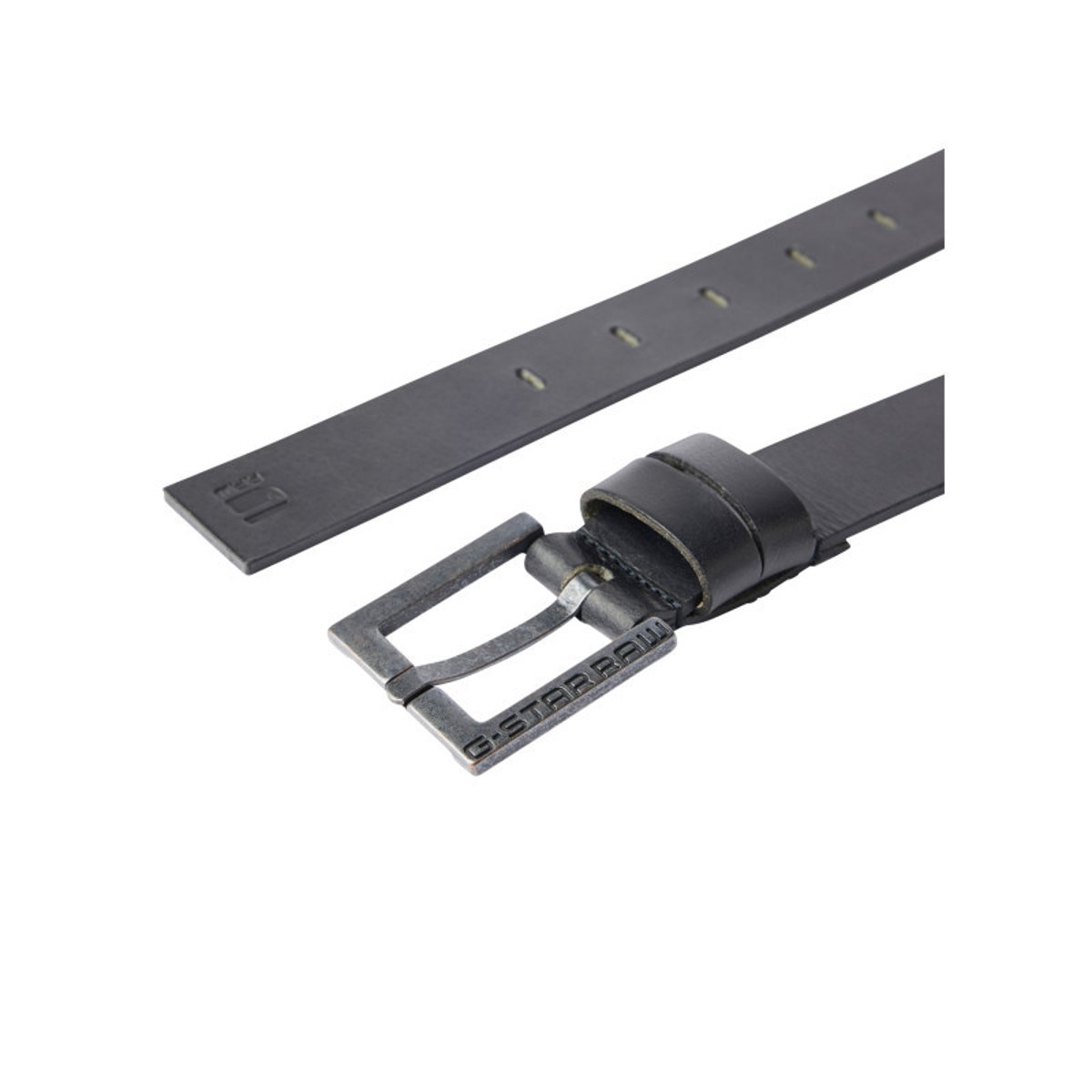 Ceinture en cuir lisse noire unie avec une boucle carrée métallique noire, G-Star RAW