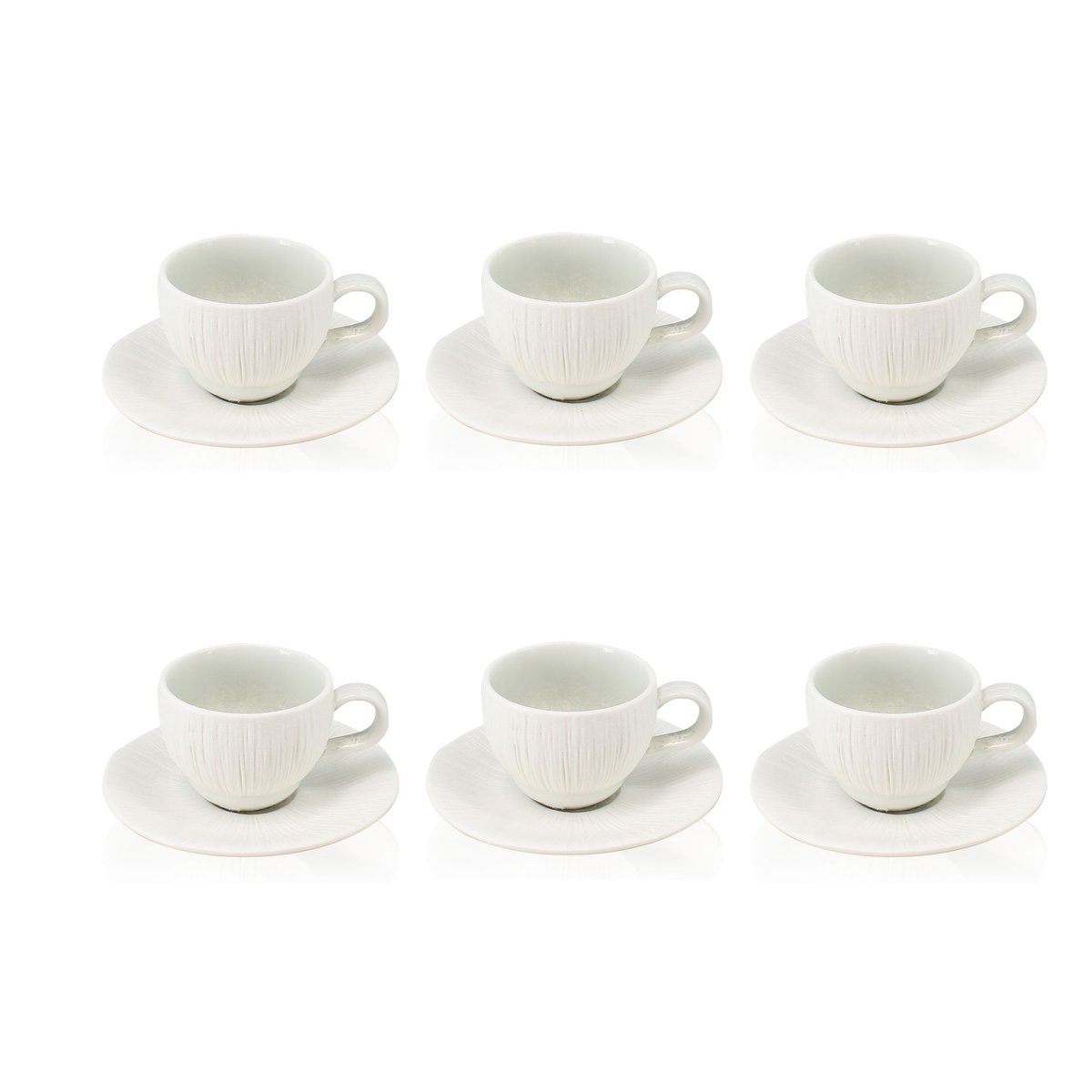 Lot de 6 tasses et soucoupes en porcelaine 9cl, URUS blanc-bleu, OGO LIVING