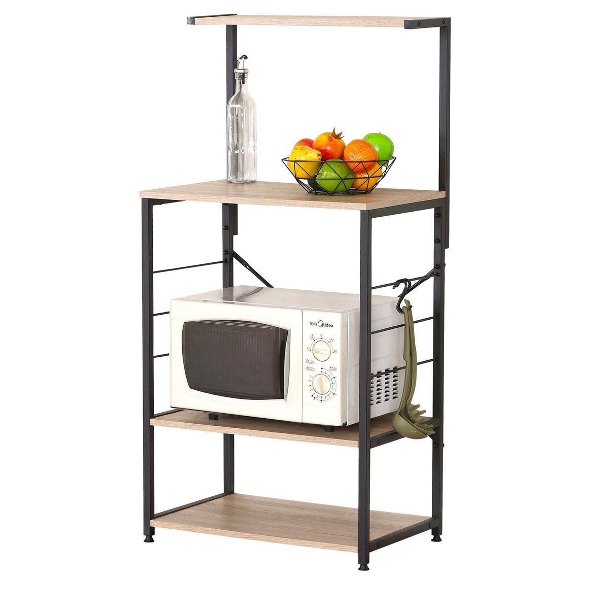 Étagère de cuisine en bois et métal noir - 60x40x123cm bois, URBAN LIVING