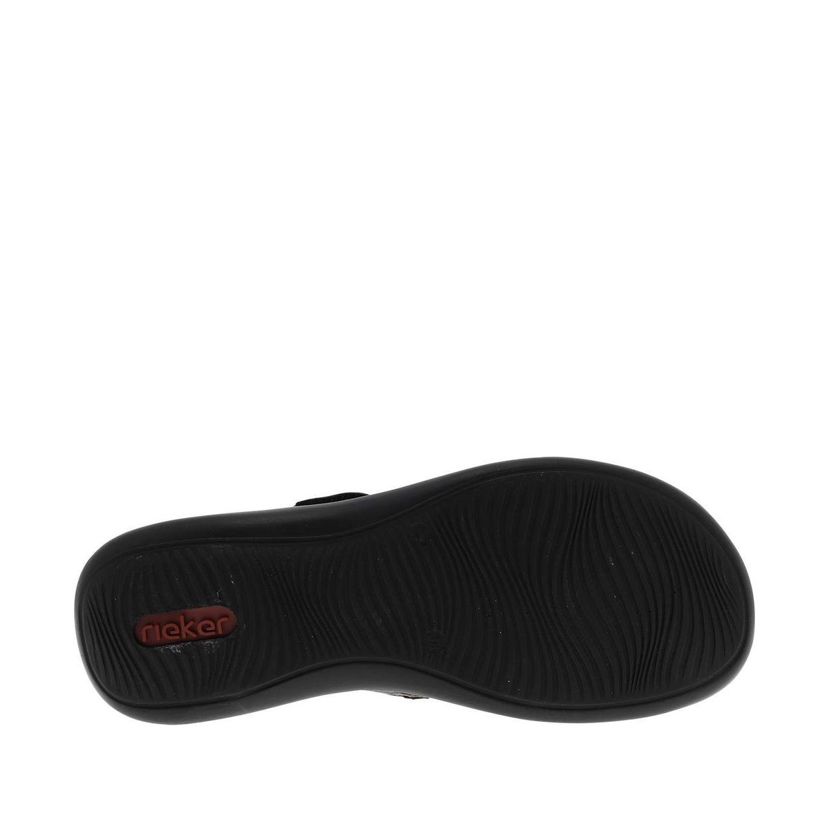 Ballerines emboitant en cuir noires à talon plat avec une bande auto-agrippante noir, RIEKER