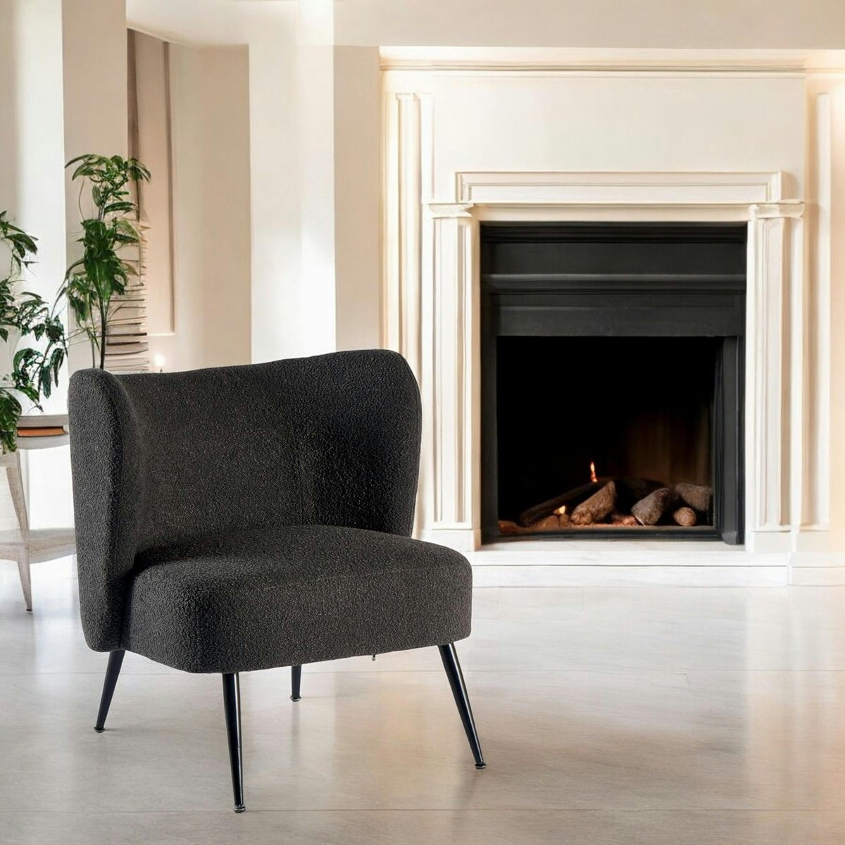 Fauteuil tissu anthracite bouclé MALMOE anthracite, PIER IMPORT