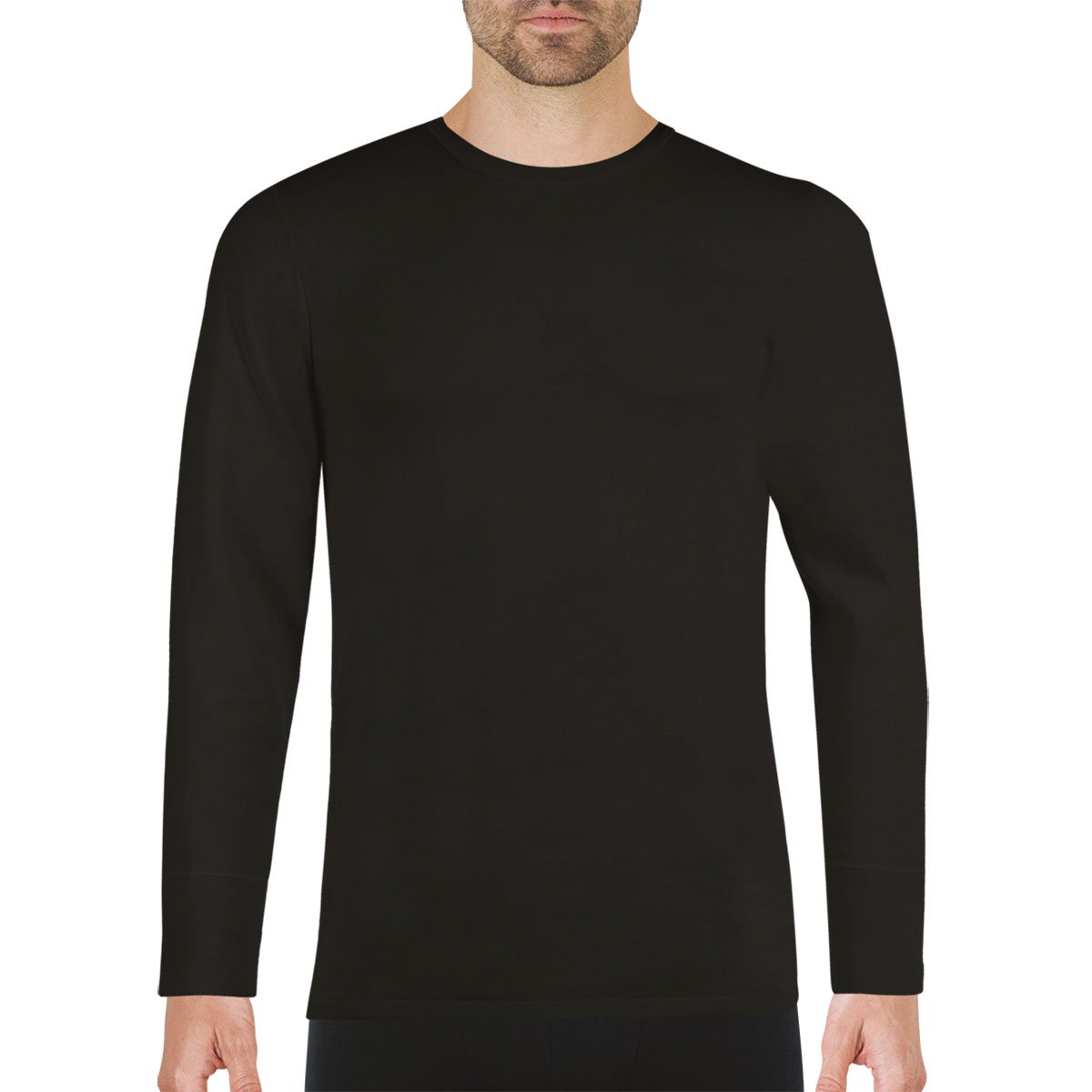 Tee shirt col rond manches longues ligne chaude noir, EMINENCE