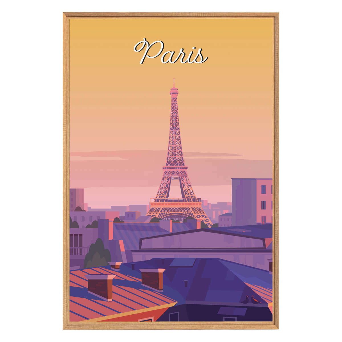 Tableau Mural Illustration Tour Eiffel Paris ILLUSTRATION orange-fibres de bois, CEANOTHE