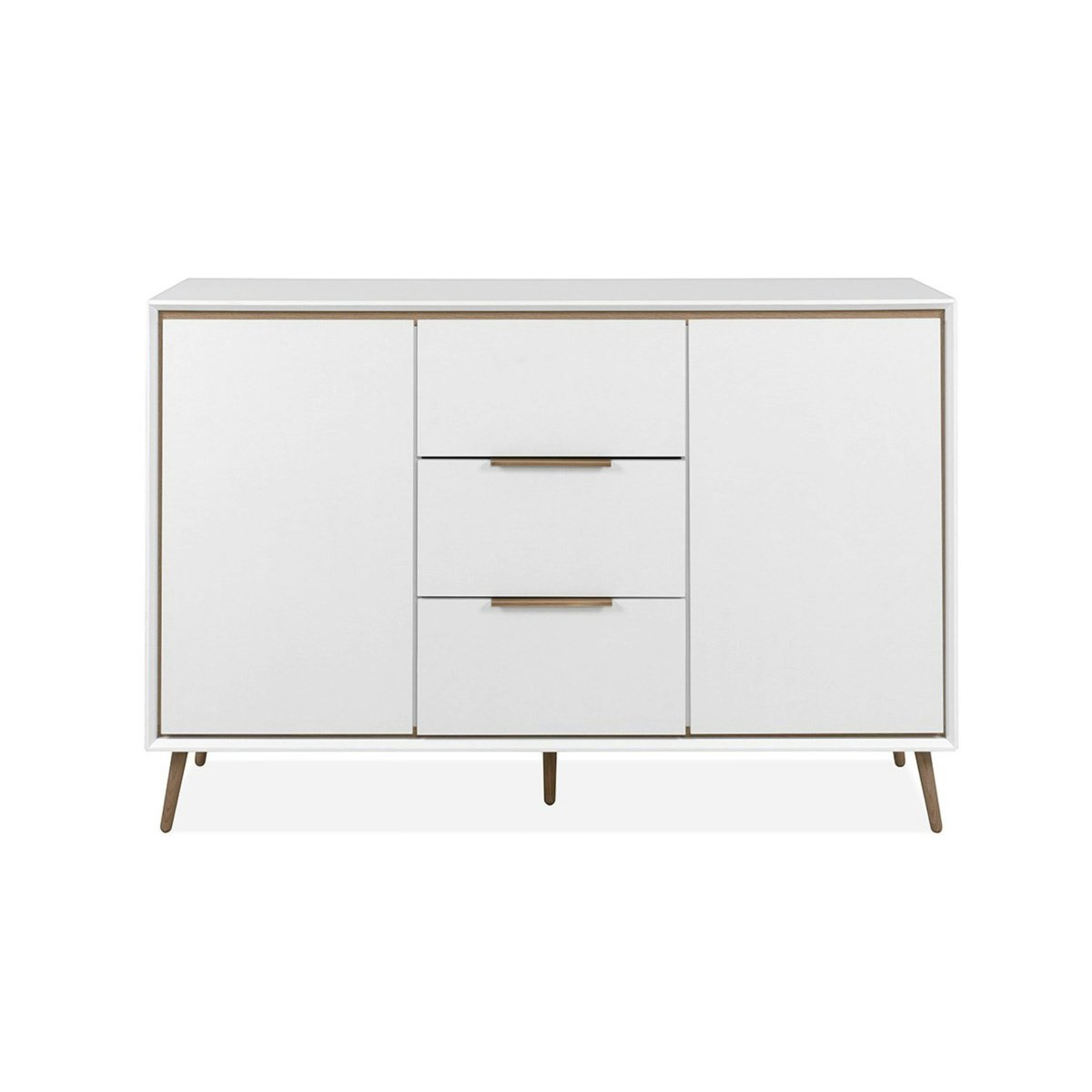 Buffet blanc moderne 2 portes 3 tiroirs AVIO blanc, PIER IMPORT
