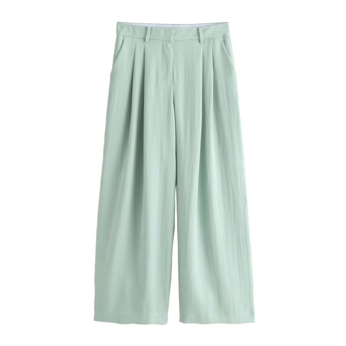 Pantalon palazzo effet froissé vert sauge, NEXT