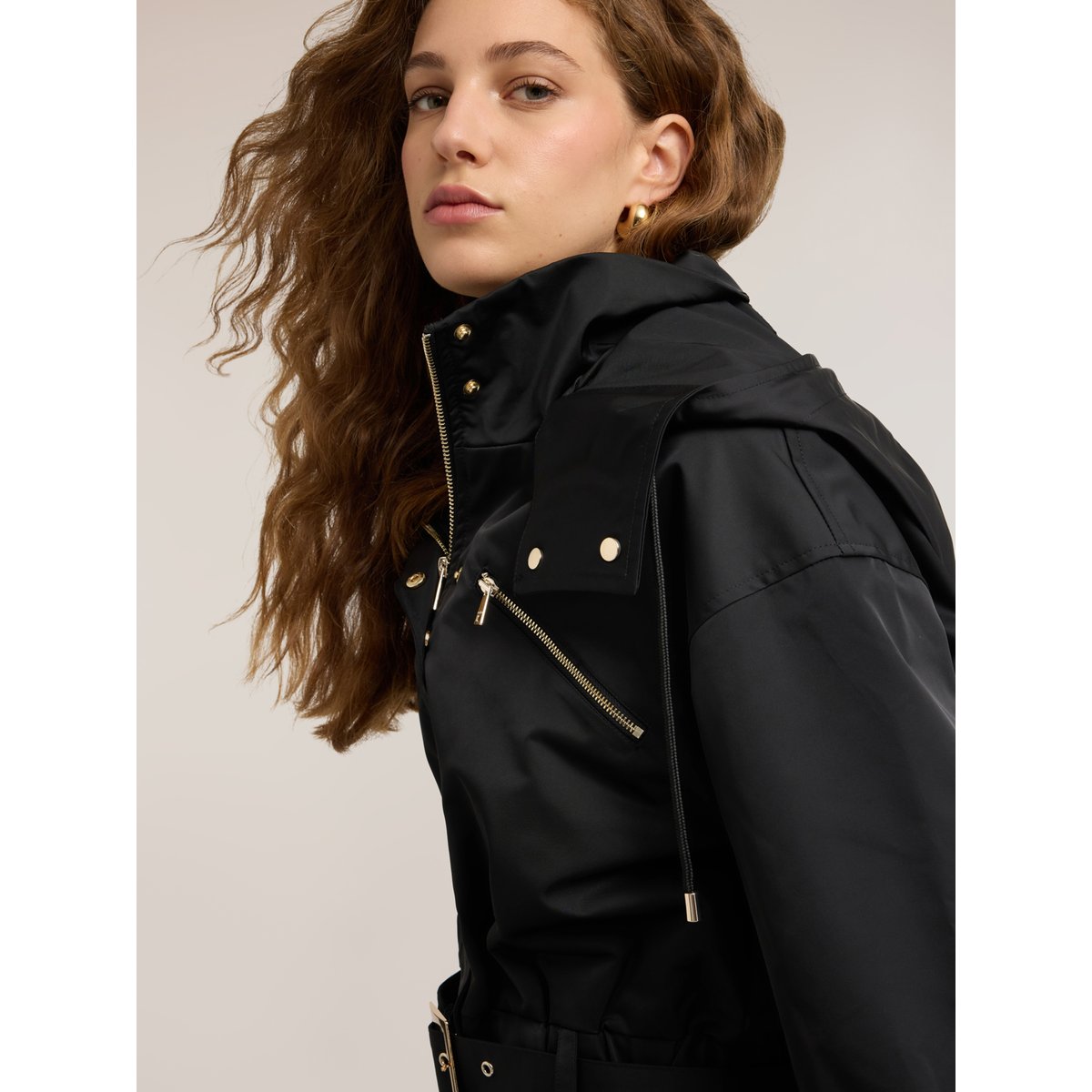Blouson aviateur avec ceinture noir, MOTIVI