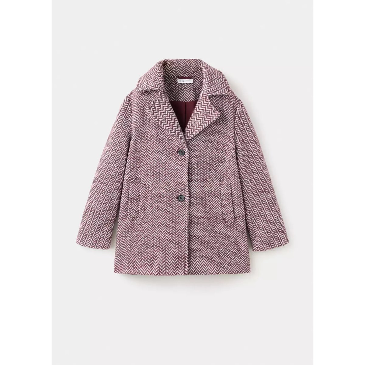 Manteau en drap de laine tressé rose, MANGO KIDS
