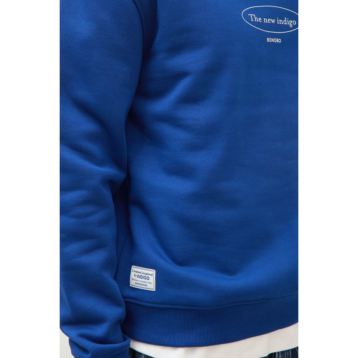 Sweat droit col rond manches longues bleu electrique, BONOBO