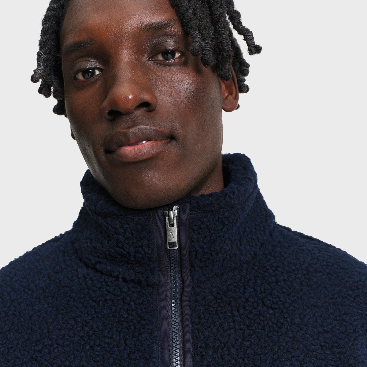 Veste sherpa recyclée col montant zippée bleu marine, AIGLE