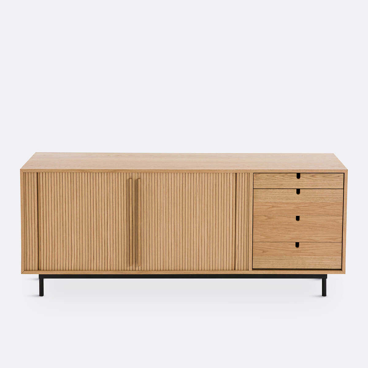 Buffet plaqué chêne à portes coulissantes, Strio chêne, LA REDOUTE INTERIEURS