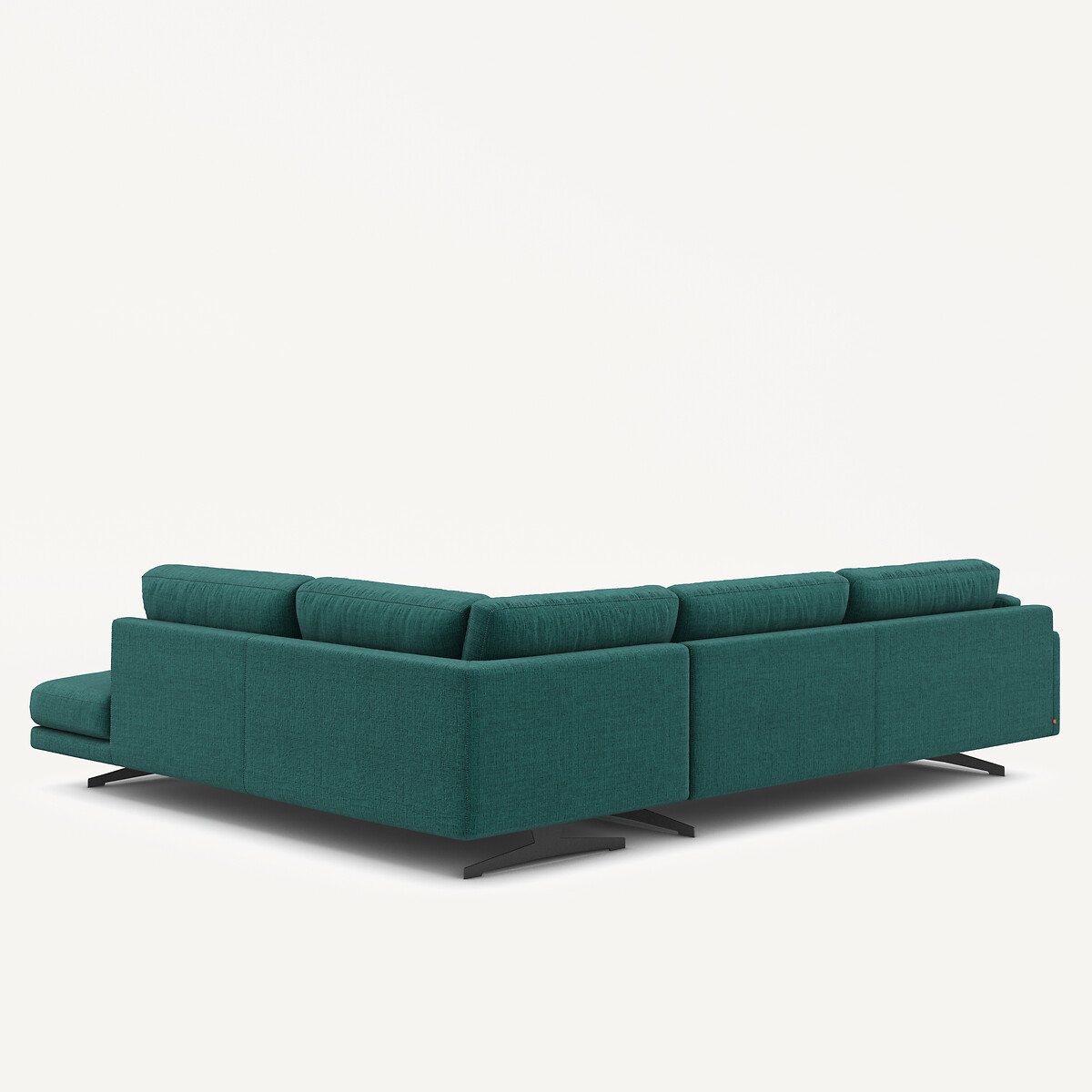 Ecksofa mit Chaiselongue, aus meliertem Stoff, CÉSAR dunkelgrün, AM.PM