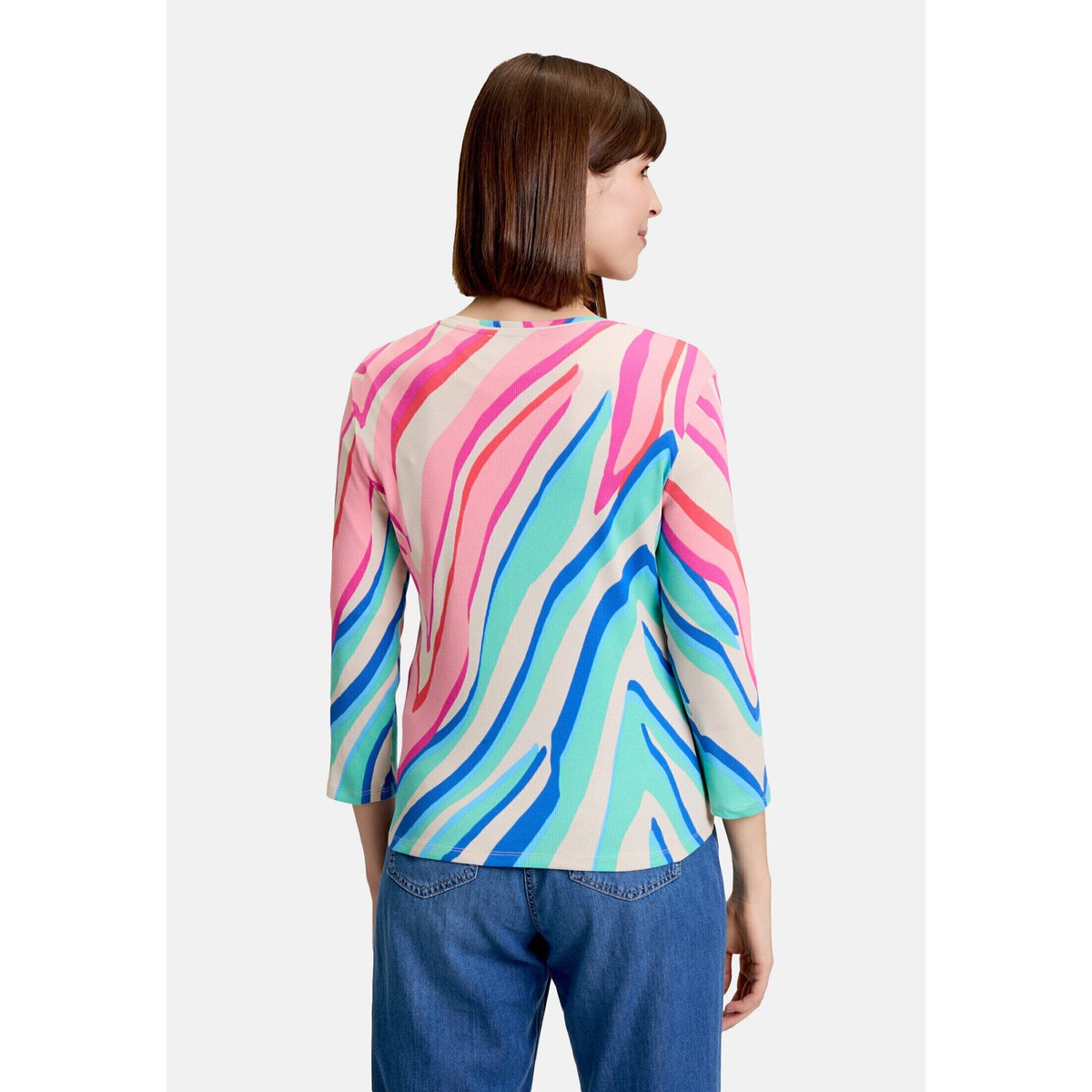Cardigan façon t-shirt de texture côtelée mint/rosé, BETTY BARCLAY