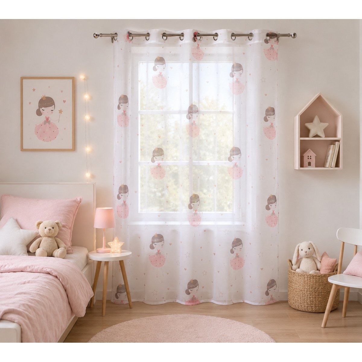 Panneau a oeillets Voilage Fifi Petite Princesse rose, EDEN