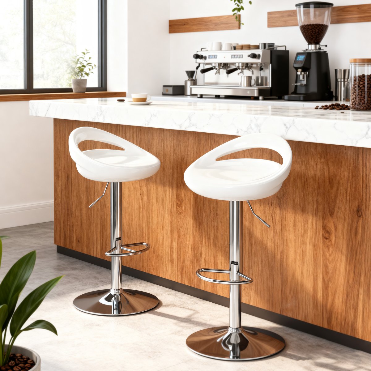 Tabouret de bar ABS Blanc blanc, HOMCOM