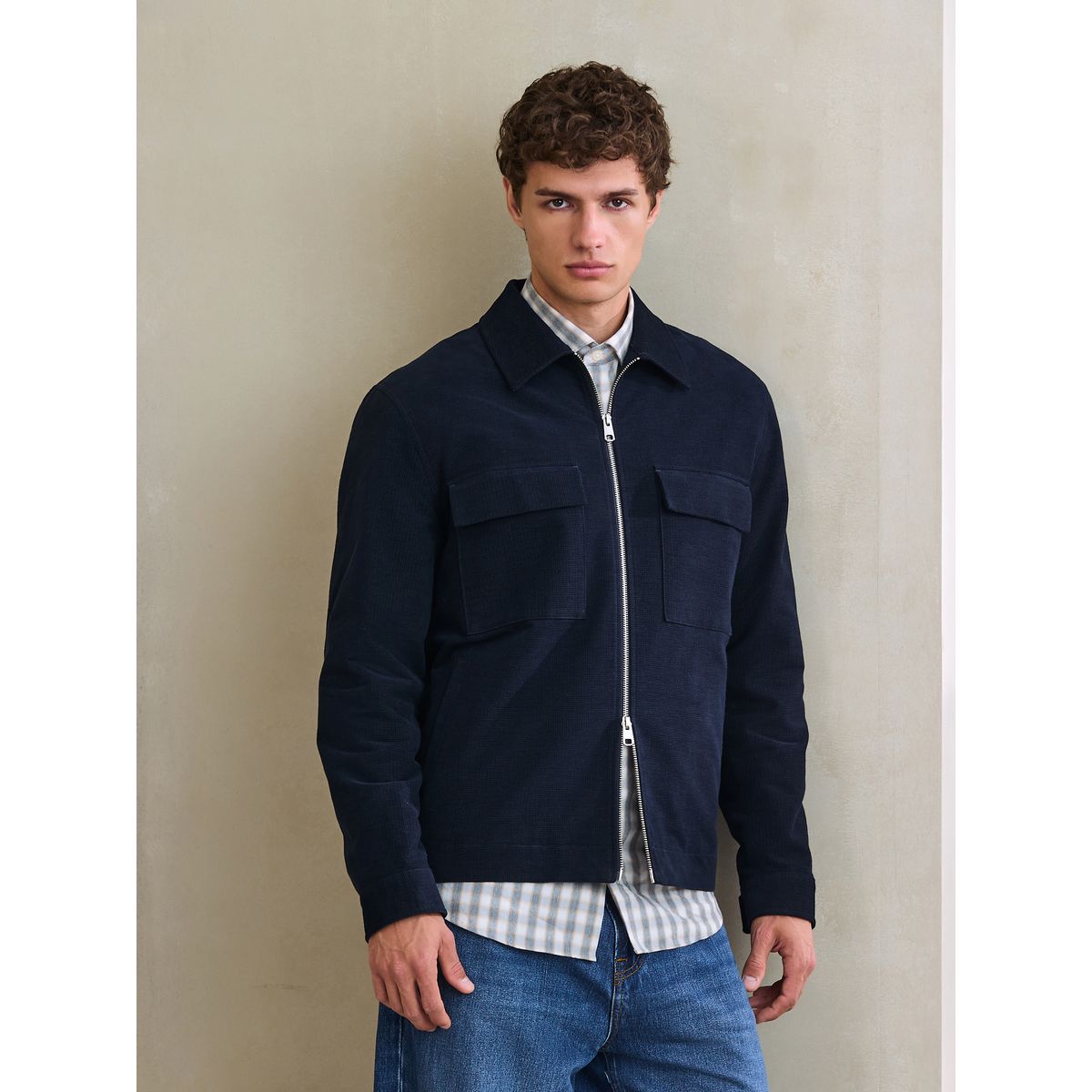 Veste-chemise velours côtelé n. premium bleu marine, NEXT