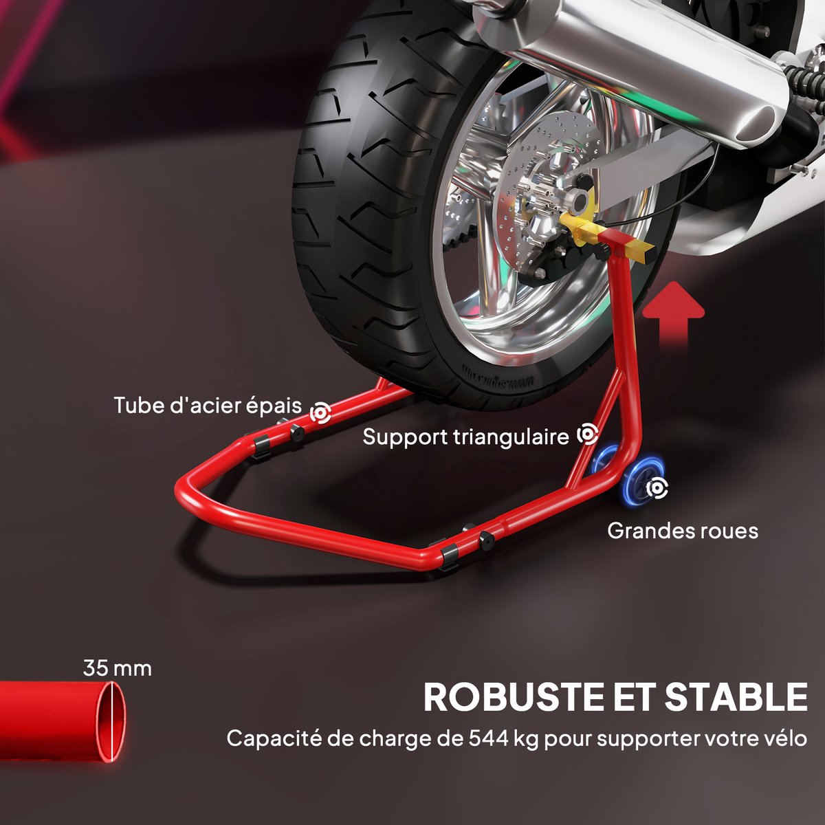 Support pour moto Acier Rouge rouge, HOMCOM