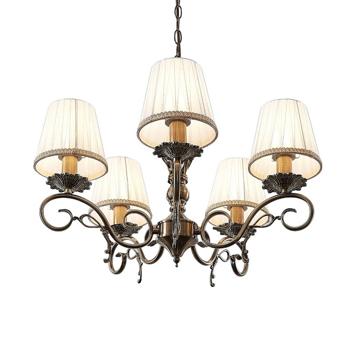 Lustre en textile, Finnick blanc, laiton vieilli, LINDBY