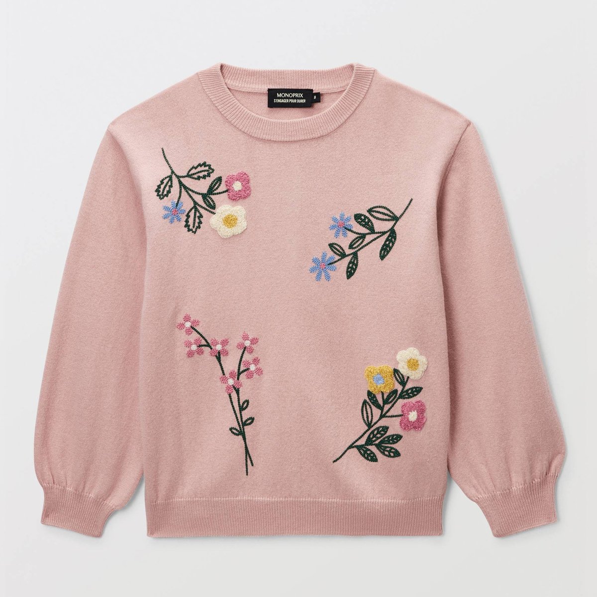 Pull brodé corolle, MONOPRIX