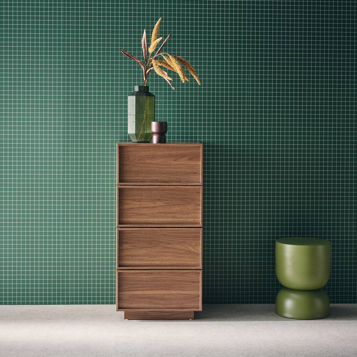 Chiffonnier 4 tiroirs décor bois  KUBA noyer, SWEEEK