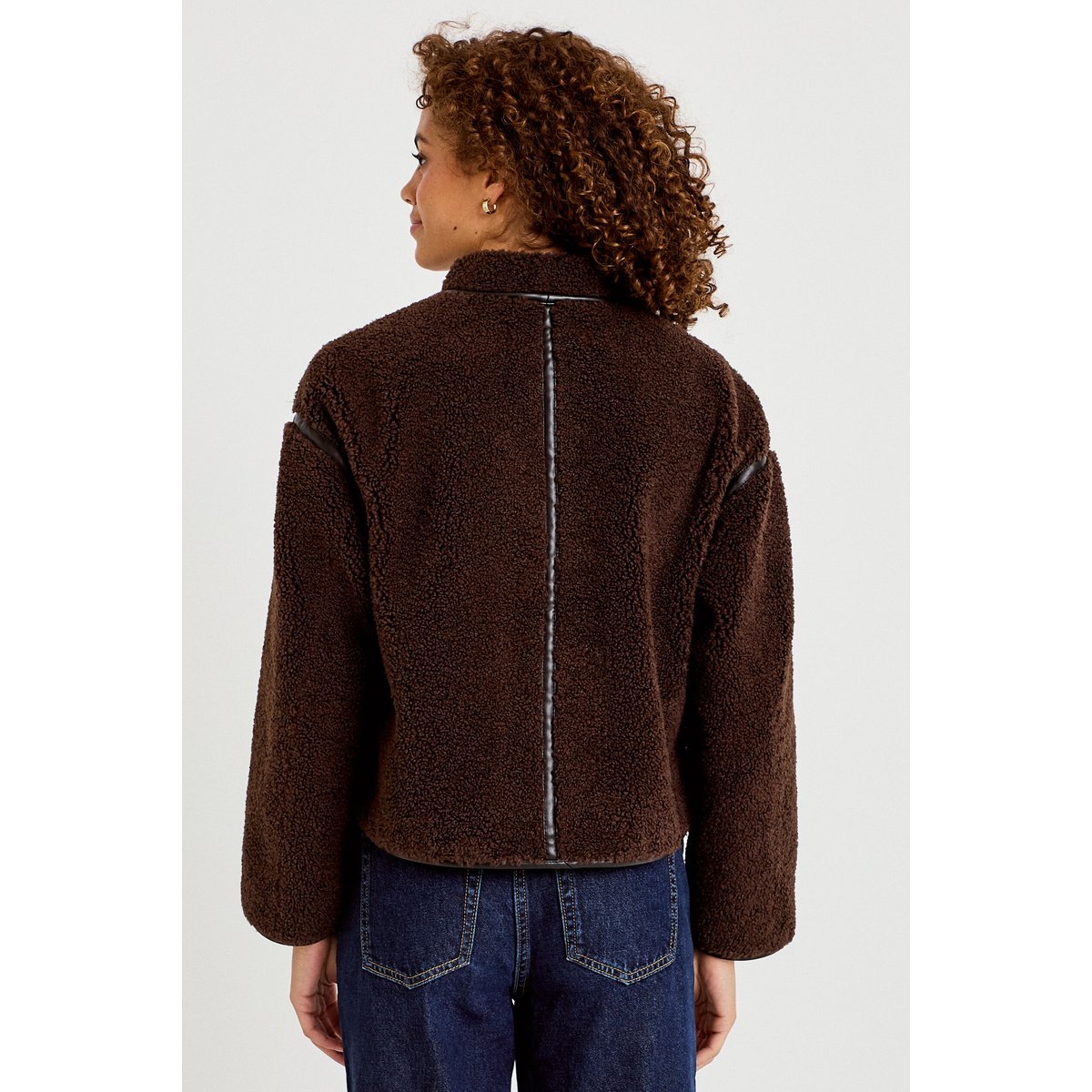 Veste effet polaire manches longues marron foncé, CACHE CACHE
