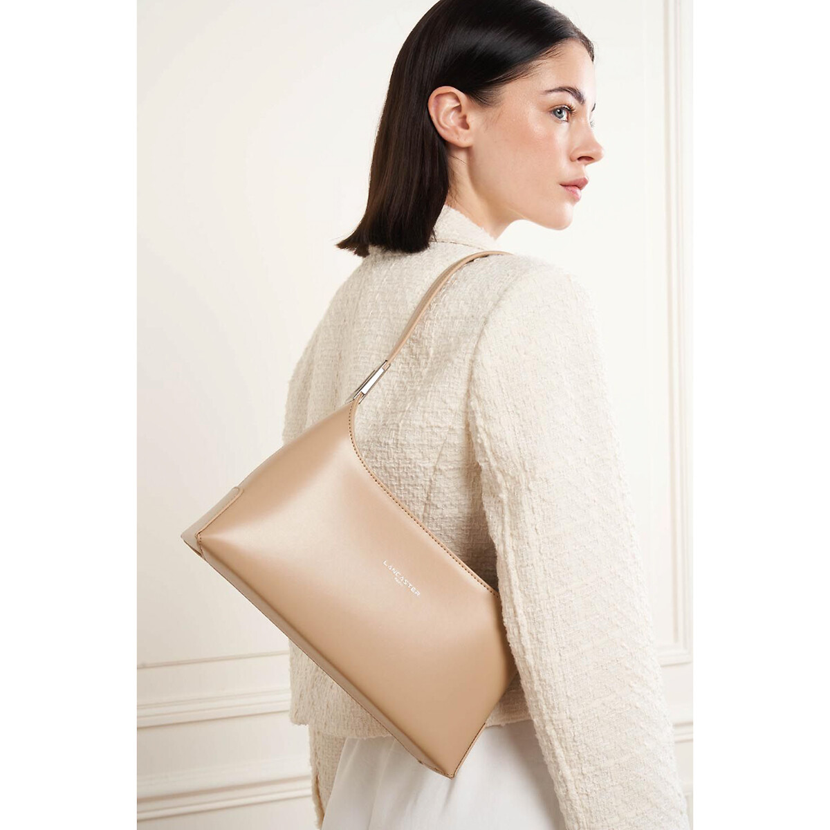 Sac zippé en cuir SUAVE ACE beige foncé, LANCASTER