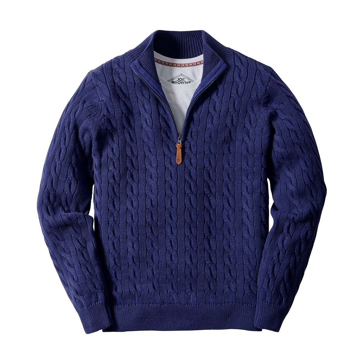 Sweat Col Cheminée en Maille Torsadée Charismatique bleu, JOE BROWNS