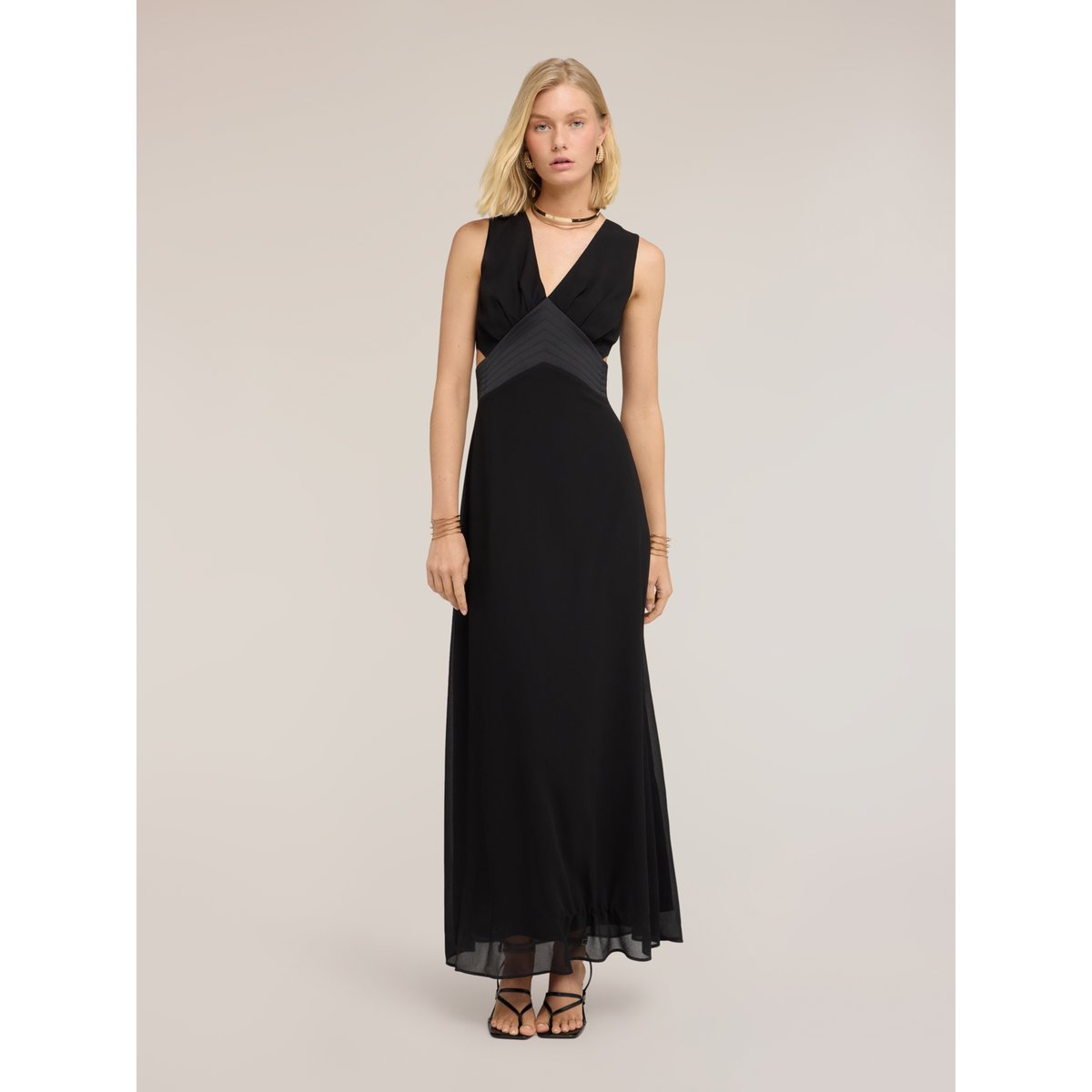 Robe longue avec découpes noir, MOTIVI