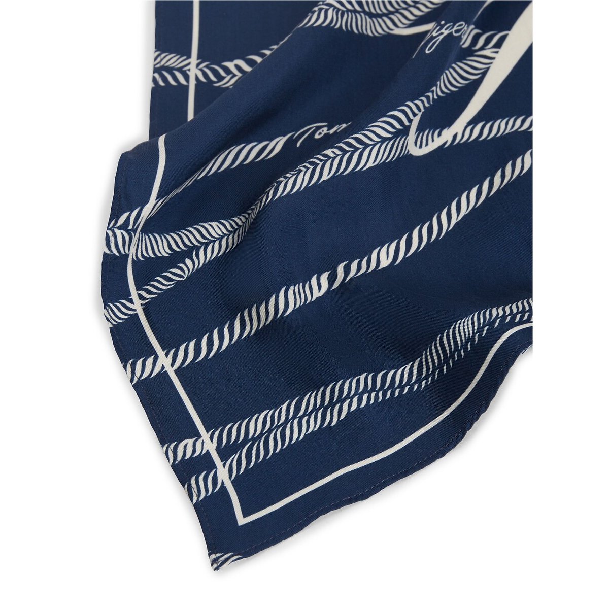 Lenço quadrado em seda estampado marinho, TOMMY HILFIGER