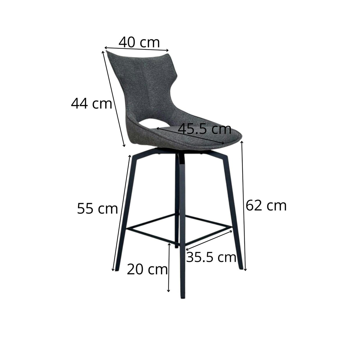 Chaise de bar pivotante en tissu (lot de 2) LOMBARDIE doré, PIER IMPORT