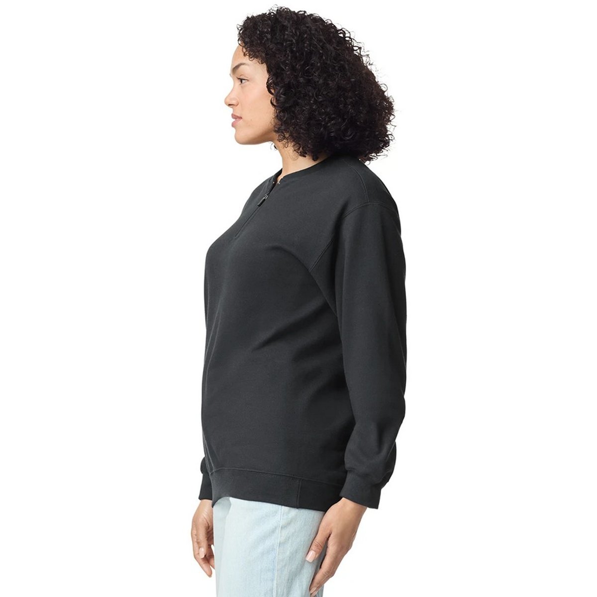Sweat uni à col zippé SOFTSTYLE noir, GILDAN
