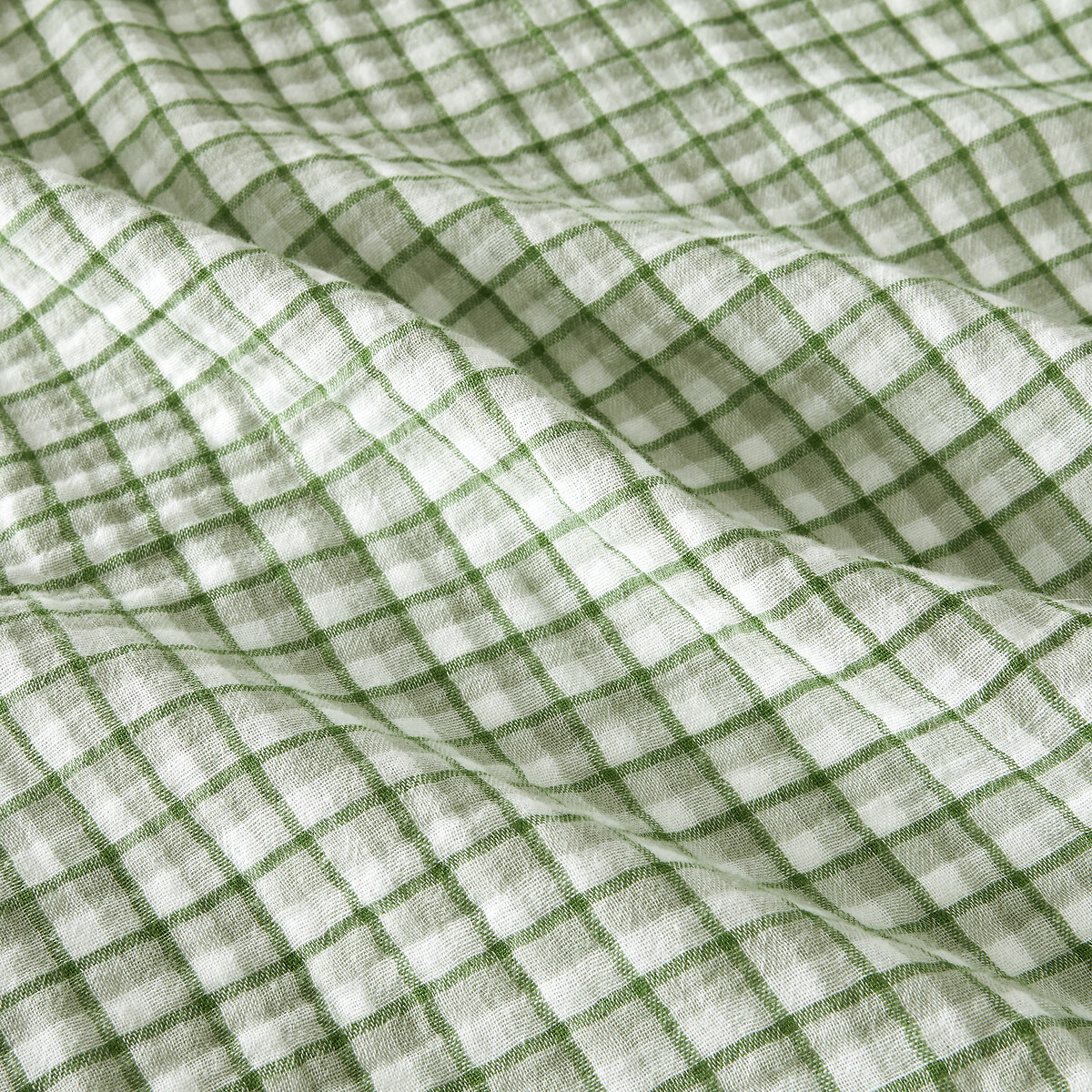 Rideau motif vichy, gaze de coton, à anneaux, NINON vichy vert, LA REDOUTE INTERIEURS