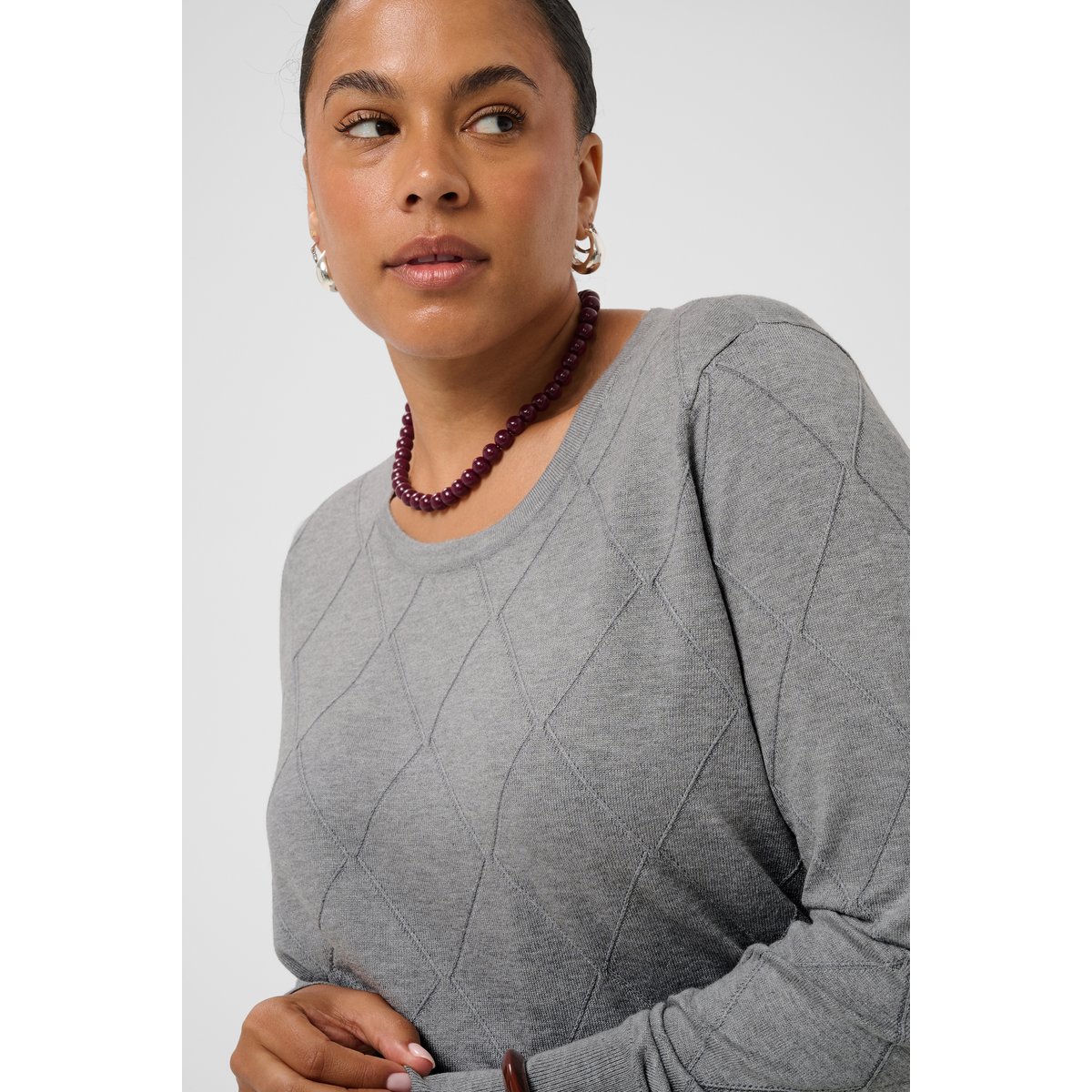 Pullover tricoté gris grey melange, KAFFE CURVE